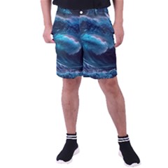 Tsunami Waves Ocean Sea Water Rough Seas 3 Men s Pocket Shorts by Pakemis