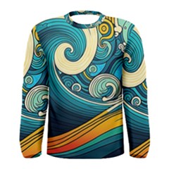 Waves Wave Ocean Sea Abstract Whimsical Abstract Art Men s Long Sleeve Tee