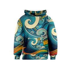 Waves Wave Ocean Sea Abstract Whimsical Abstract Art Kids  Pullover Hoodie