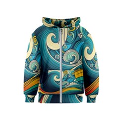 Waves Wave Ocean Sea Abstract Whimsical Abstract Art Kids  Zipper Hoodie