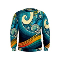 Waves Wave Ocean Sea Abstract Whimsical Abstract Art Kids  Sweatshirt