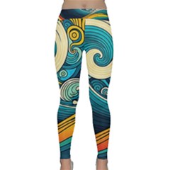 Waves Wave Ocean Sea Abstract Whimsical Abstract Art Classic Yoga Leggings by Pakemis