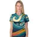 Waves Wave Ocean Sea Abstract Whimsical Abstract Art V-Neck Sport Mesh Tee View1