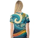 Waves Wave Ocean Sea Abstract Whimsical Abstract Art V-Neck Sport Mesh Tee View2