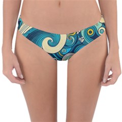 Waves Wave Ocean Sea Abstract Whimsical Abstract Art Reversible Hipster Bikini Bottoms by Pakemis