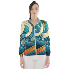 Waves Wave Ocean Sea Abstract Whimsical Abstract Art Women s Windbreaker