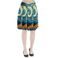 Waves Wave Ocean Sea Abstract Whimsical Abstract Art Pleated Skirt by Pakemis