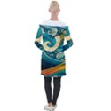 Waves Wave Ocean Sea Abstract Whimsical Abstract Art Longline Hooded Cardigan View2