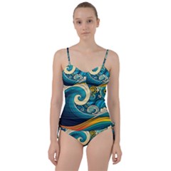 Waves Wave Ocean Sea Abstract Whimsical Abstract Art Sweetheart Tankini Set by Pakemis