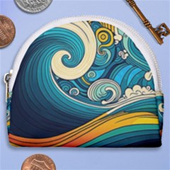 Waves Wave Ocean Sea Abstract Whimsical Abstract Art Horseshoe Style Canvas Pouch by Pakemis