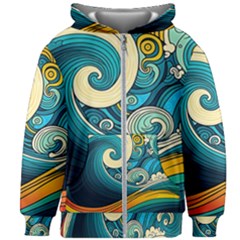 Waves Wave Ocean Sea Abstract Whimsical Abstract Art Kids  Zipper Hoodie Without Drawstring by Pakemis