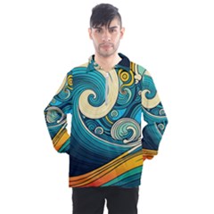 Waves Wave Ocean Sea Abstract Whimsical Abstract Art Men s Half Zip Pullover