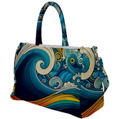 Waves Wave Ocean Sea Abstract Whimsical Abstract Art Duffel Travel Bag by Pakemis