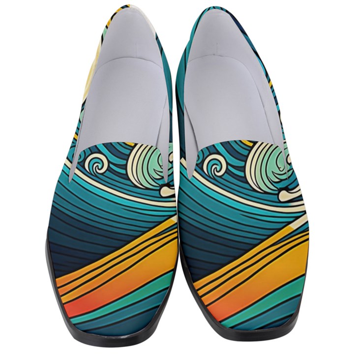 Waves Wave Ocean Sea Abstract Whimsical Abstract Art Women s Classic Loafer Heels