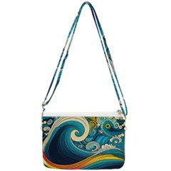 Waves Wave Ocean Sea Abstract Whimsical Abstract Art Double Gusset Crossbody Bag by Pakemis