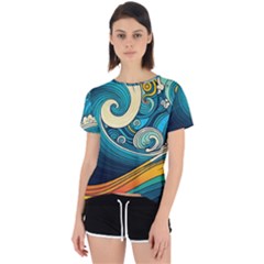 Waves Wave Ocean Sea Abstract Whimsical Abstract Art Open Back Sport Tee by Pakemis