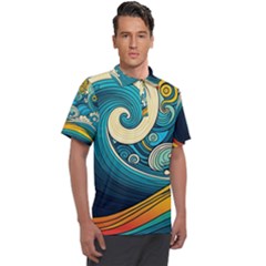 Waves Wave Ocean Sea Abstract Whimsical Abstract Art Men s Polo Tee by Pakemis