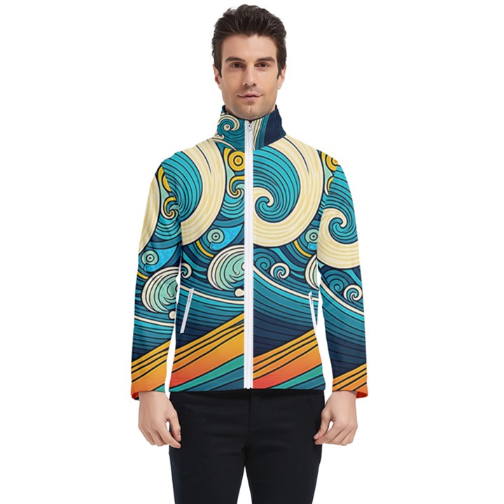 Waves Wave Ocean Sea Abstract Whimsical Abstract Art Men s Bomber Jacket