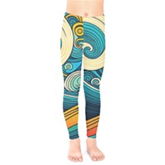 Waves Wave Ocean Sea Abstract Whimsical Abstract Art Kids  Classic Winter Leggings