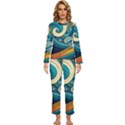 Waves Wave Ocean Sea Abstract Whimsical Abstract Art Womens  Long Sleeve Lightweight Pajamas Set View1