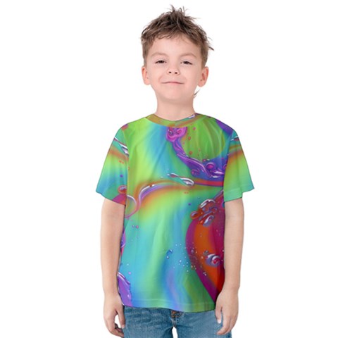 Modern Abstract Liquid Art Pattern Kids  Cotton Tee by GardenOfOphir