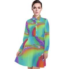 Modern Abstract Liquid Art Pattern Long Sleeve Chiffon Shirt Dress by GardenOfOphir