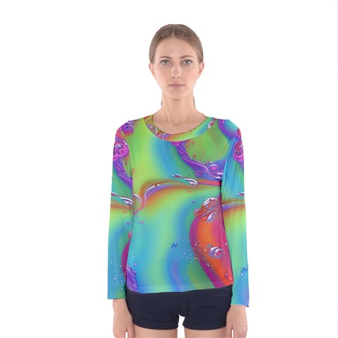 Modern Abstract Liquid Art Pattern Women s Long Sleeve Tee by GardenOfOphir