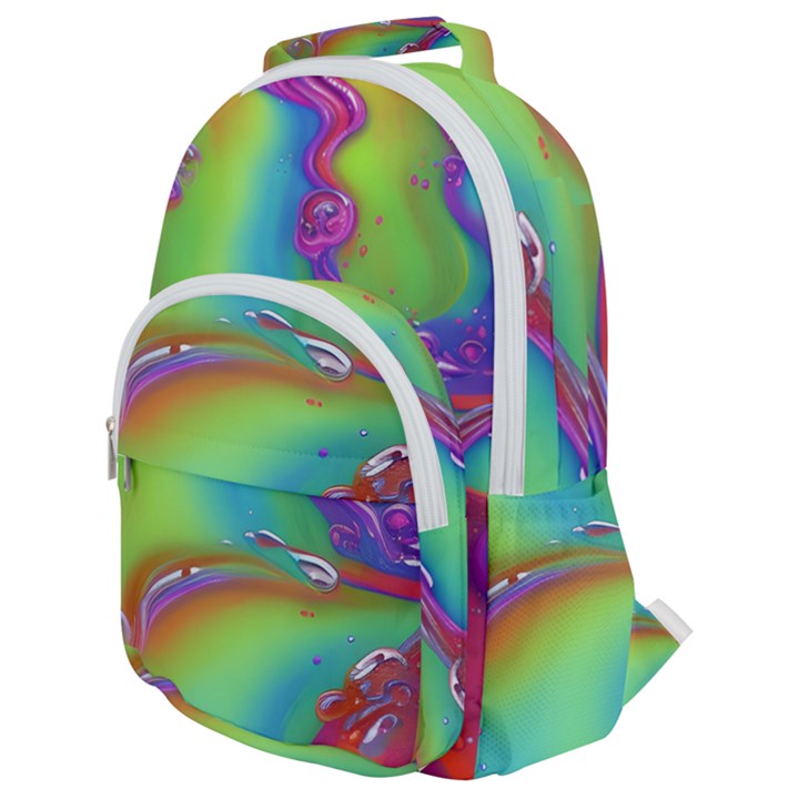 Modern Abstract Liquid Art Pattern Rounded Multi Pocket Backpack