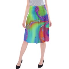 Modern Abstract Liquid Art Pattern Midi Beach Skirt by GardenOfOphir