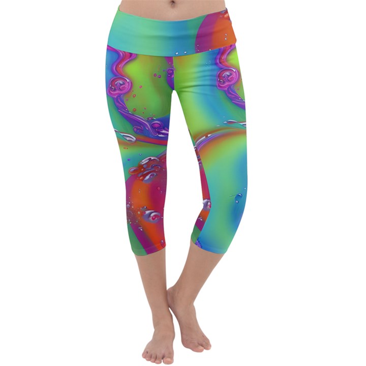 Modern Abstract Liquid Art Pattern Capri Yoga Leggings