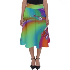 Modern Abstract Liquid Art Pattern Perfect Length Midi Skirt by GardenOfOphir