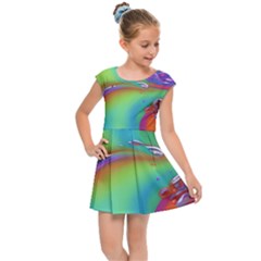 Modern Abstract Liquid Art Pattern Kids  Cap Sleeve Dress by GardenOfOphir