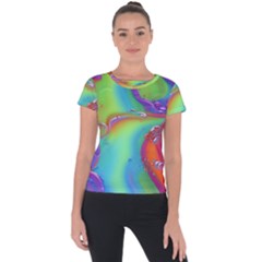 Modern Abstract Liquid Art Pattern Short Sleeve Sports Top  by GardenOfOphir