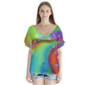 Modern Abstract Liquid Art Pattern V-Neck Flutter Sleeve Top View1