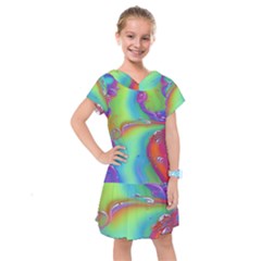 Modern Abstract Liquid Art Pattern Kids  Drop Waist Dress by GardenOfOphir