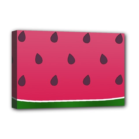 Watermelon Fruit Summer Red Fresh Food Healthy Deluxe Canvas 18  X 12  (stretched) by Wegoenart