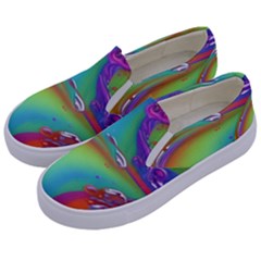 Modern Abstract Liquid Art Pattern Kids  Canvas Slip Ons by GardenOfOphir