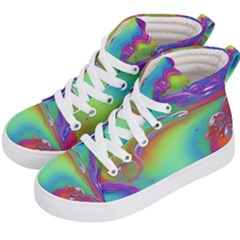 Modern Abstract Liquid Art Pattern Kids  Hi-top Skate Sneakers by GardenOfOphir