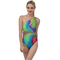 Modern Abstract Liquid Art Pattern To One Side Swimsuit by GardenOfOphir