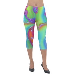 Modern Abstract Liquid Art Pattern Lightweight Velour Capri Leggings  by GardenOfOphir