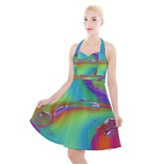 Modern Abstract Liquid Art Pattern Halter Party Swing Dress  by GardenOfOphir