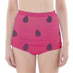 Watermelon Fruit Summer Red Fresh Food Healthy High-waisted Bikini Bottoms by Wegoenart