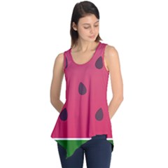 Watermelon Fruit Summer Red Fresh Food Healthy Sleeveless Tunic by Wegoenart