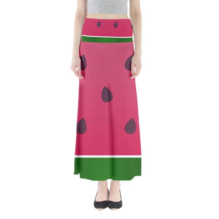 Watermelon Fruit Summer Red Fresh Food Healthy Full Length Maxi Skirt