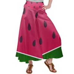 Watermelon Fruit Summer Red Fresh Food Healthy Satin Palazzo Pants by Wegoenart