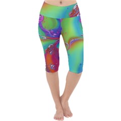 Modern Abstract Liquid Art Pattern Lightweight Velour Cropped Yoga Leggings by GardenOfOphir