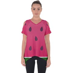 Watermelon Fruit Summer Red Fresh Food Healthy Cut Out Side Drop Tee by Wegoenart