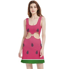 Watermelon Fruit Summer Red Fresh Food Healthy Velour Cutout Dress by Wegoenart