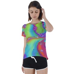 Modern Abstract Liquid Art Pattern Short Sleeve Open Back Tee by GardenOfOphir