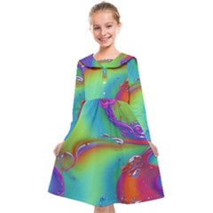 Modern Abstract Liquid Art Pattern Kids  Midi Sailor Dress by GardenOfOphir